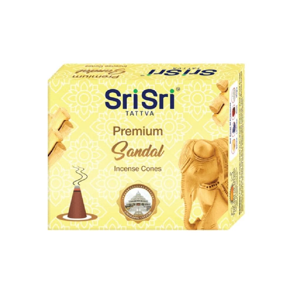 Premium Sandal Incense Cones For Pooja | 12 Dhoop Cones | Fragrances – Natural Sandal | Free Stand | 25 g