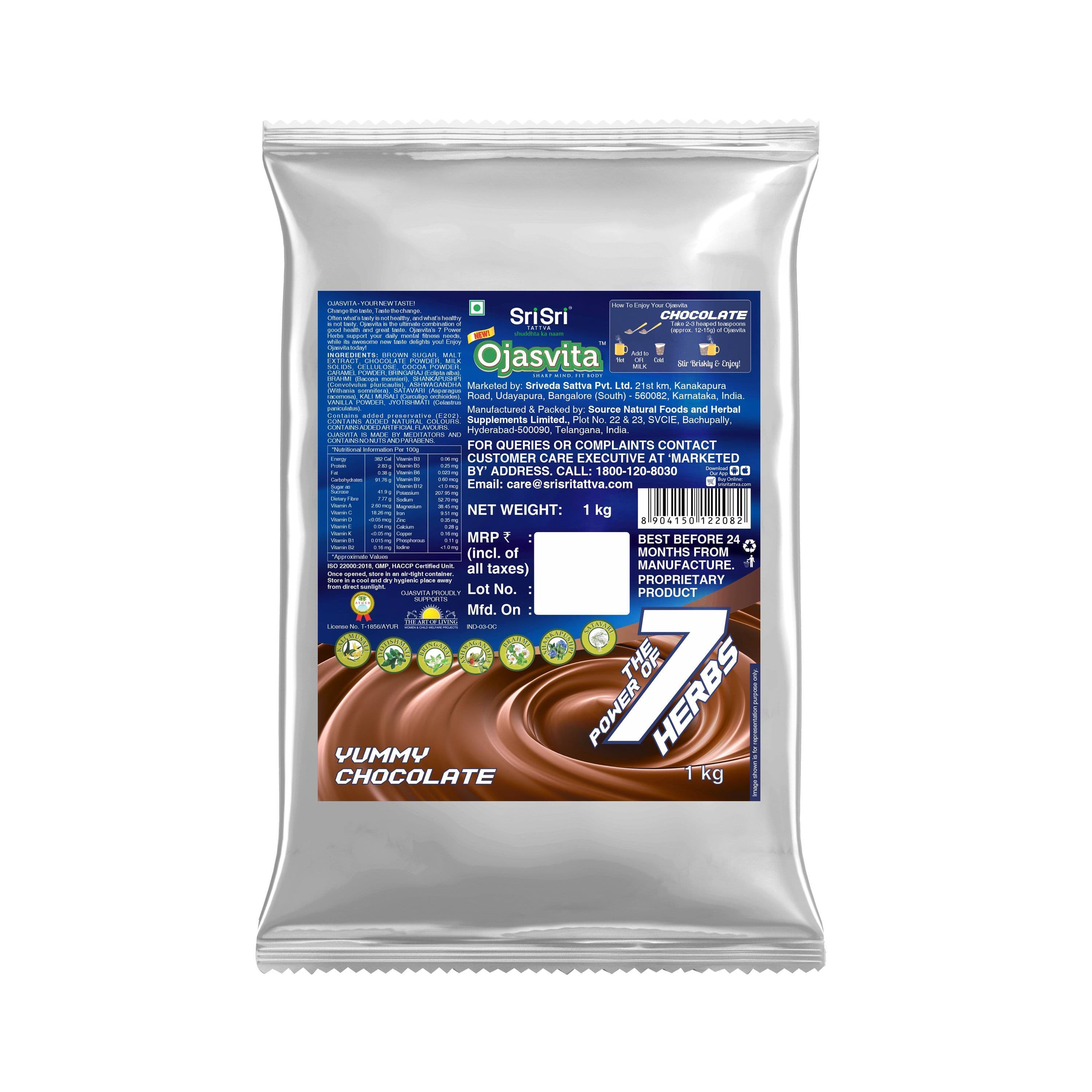 Chocolate Ojasvita - Sharp Mind & Fit Body, 1 kg (Refill Pack)