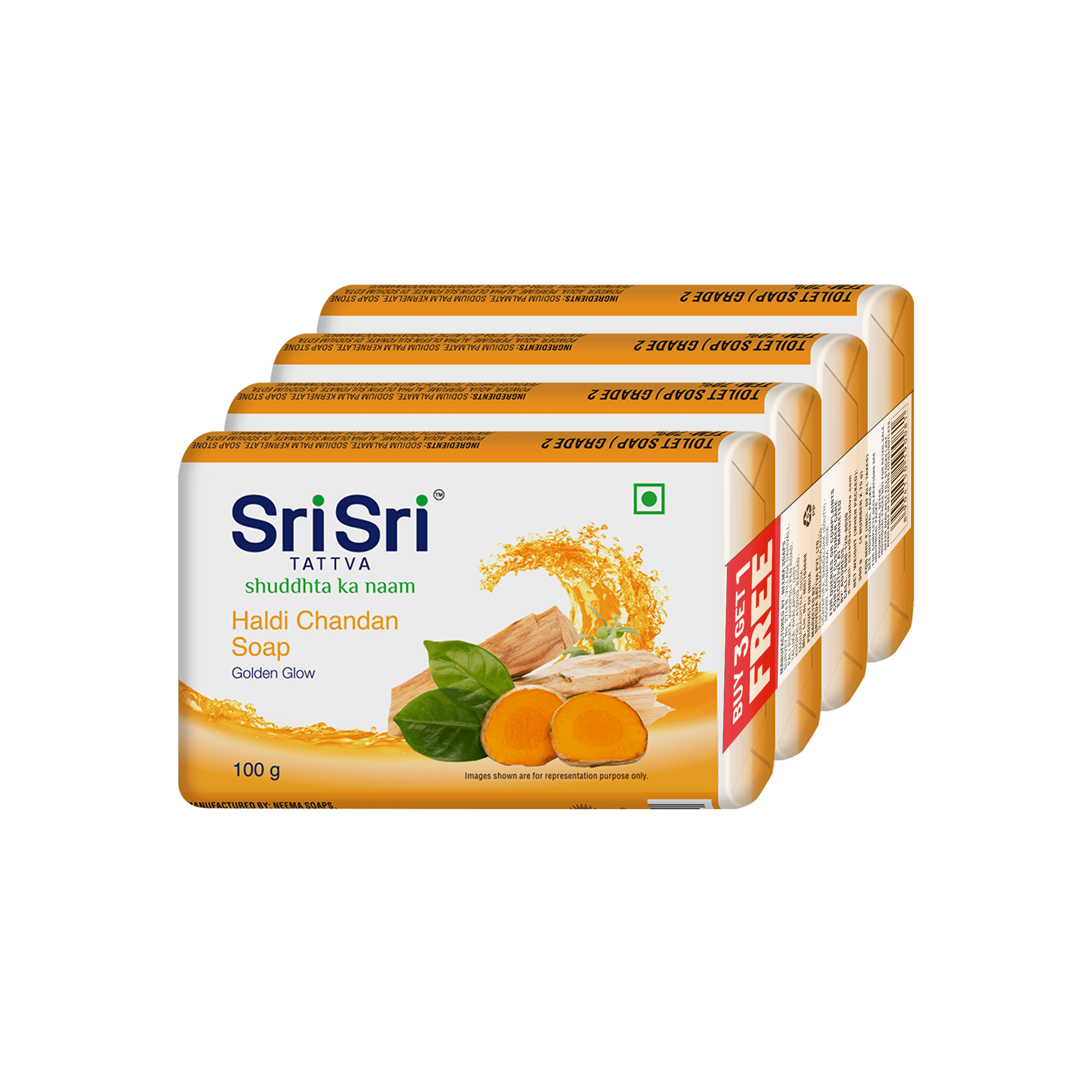 Haldi Chandan Soap | For A Golden Glow | Buy 3 Get 1 Free | 100 g Each