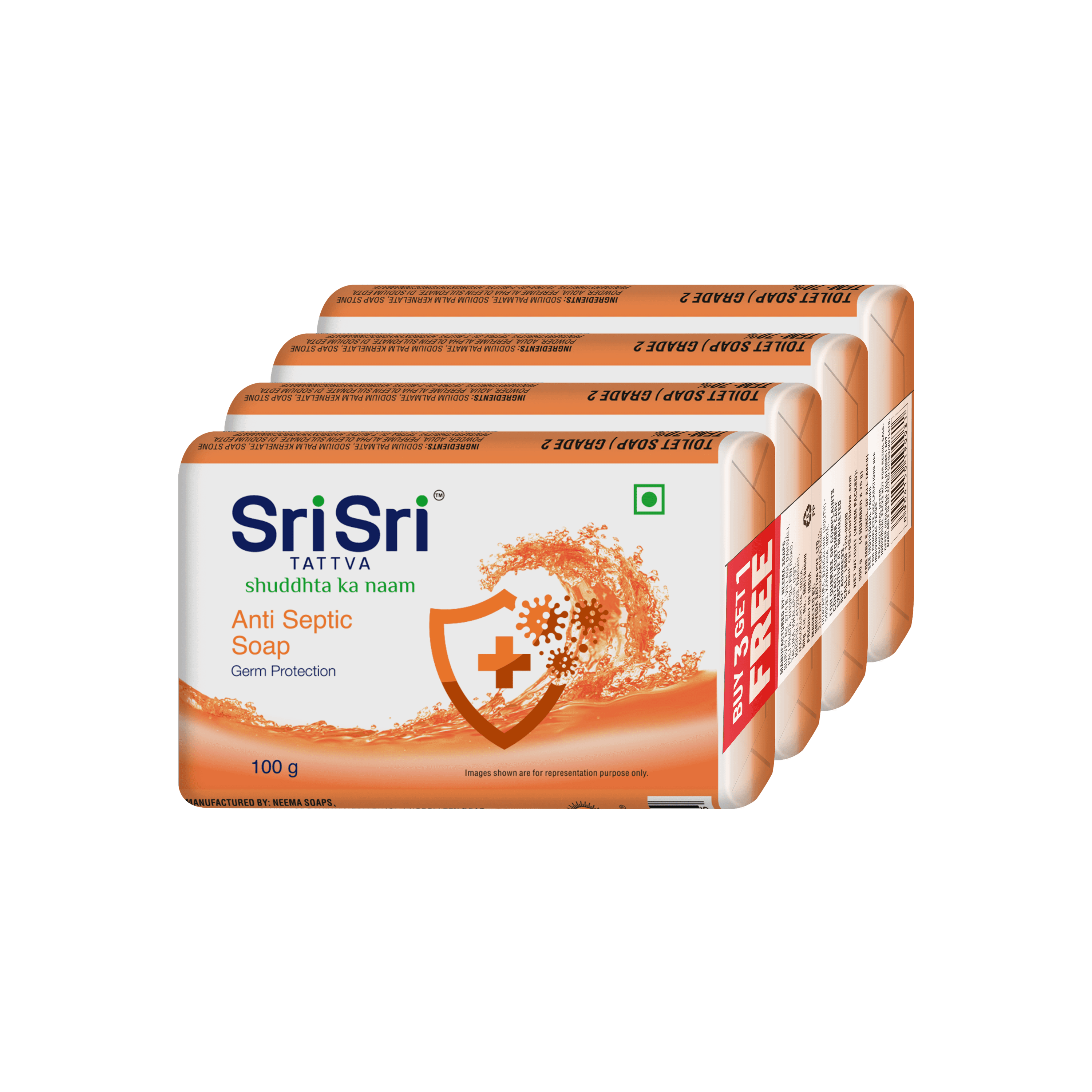 Anti Septic Soap | For Germ Protection | Buy 3 Get 1 Free | 100 g Each