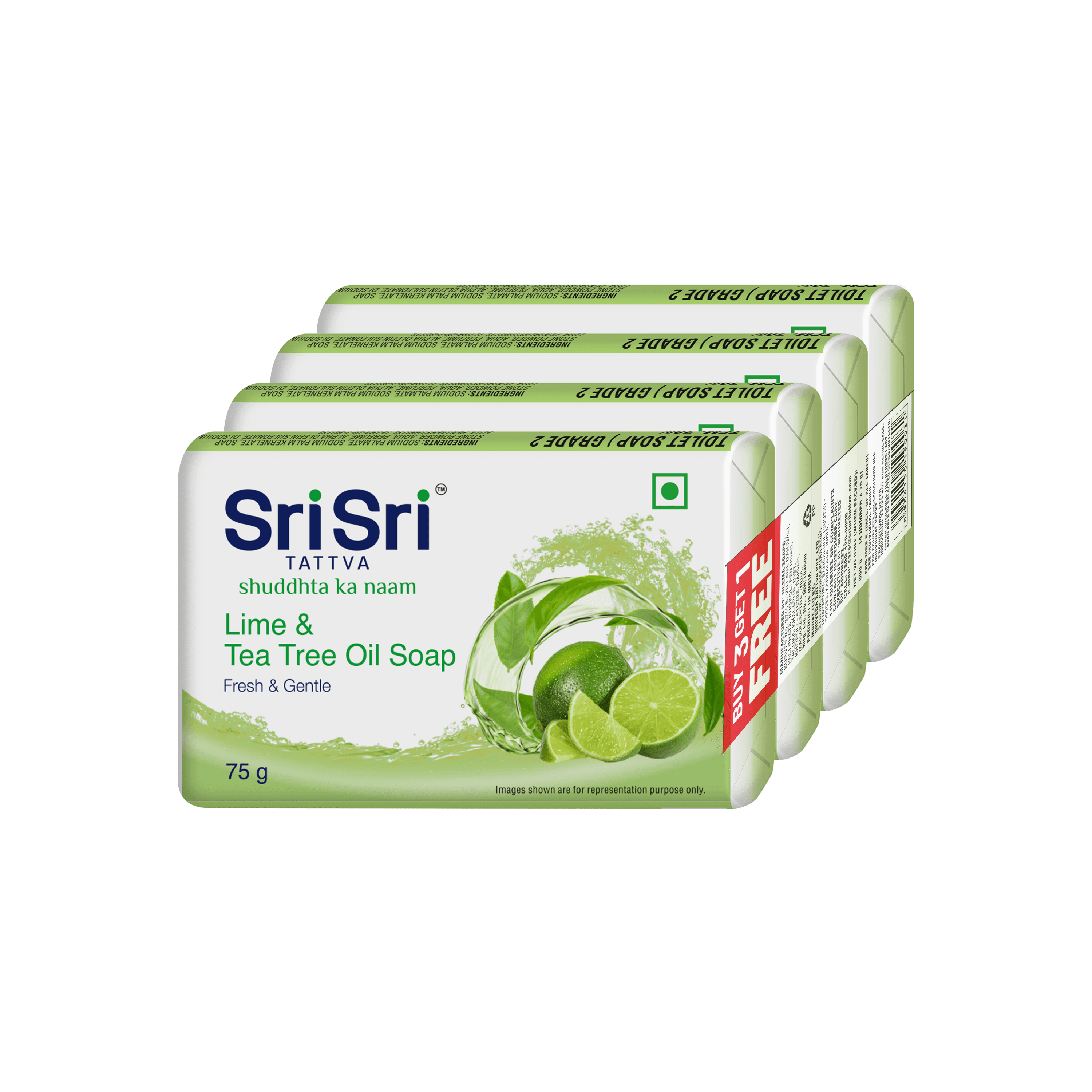 Lime & Tea Tree Oil Soap | Fresh & Gentle | Buy 3 Get 1 Free | 75 g Each